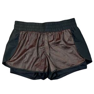 Fabletics Black Athletic Mesh-Layer Running Shorts